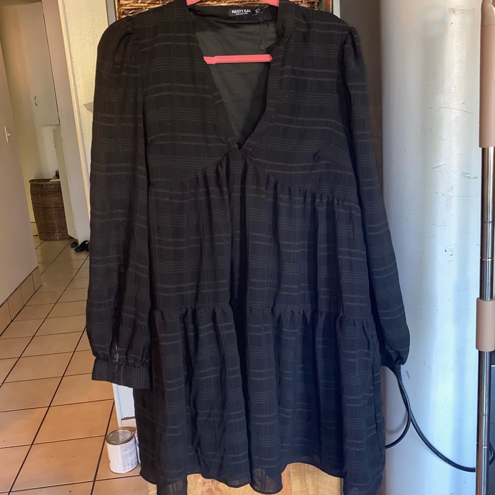 Tier Check Mini Dress